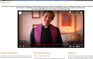 Holy Spirit Clapham's giving page on their website, including the video they created