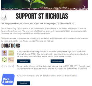 St Nicholas Godstone's giving page on their website