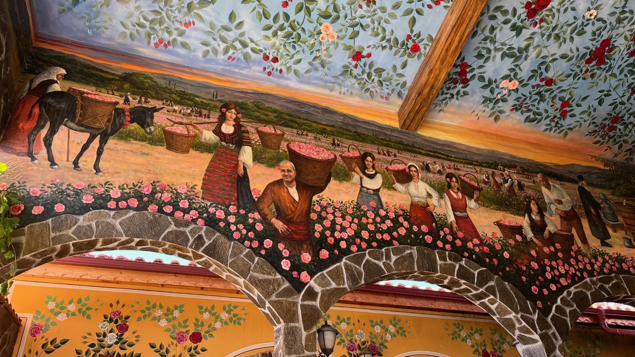 Mural in the rose oil distillery