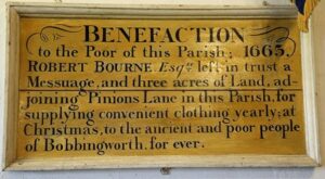 Old board in church benefaction to the poor of this parish 1663
