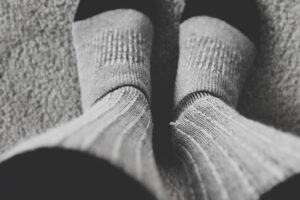Man's feet in socks