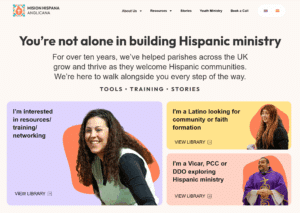 A screenshot of the Mision Hispana Anglica website homepage