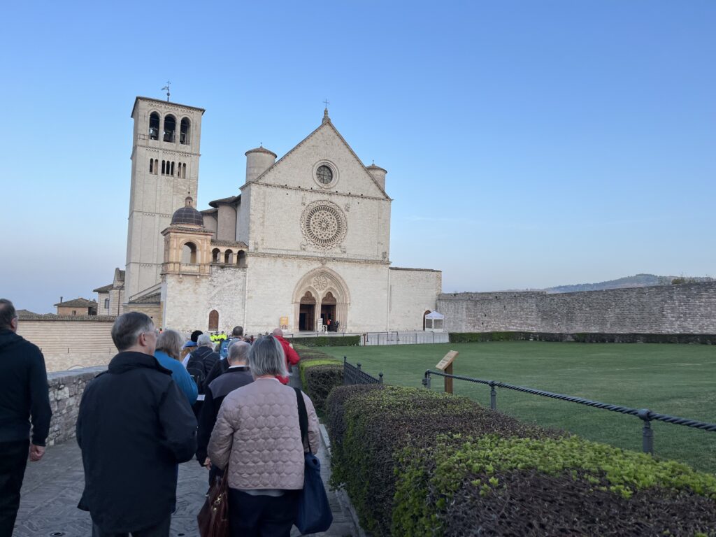 The pilgrimage arrives at St Clare's Assisi